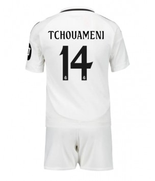 Billiga Real Madrid Aurelien Tchouameni #14 Hemmatröja Barn 2024-25 Kortärmad (+ Korta byxor)